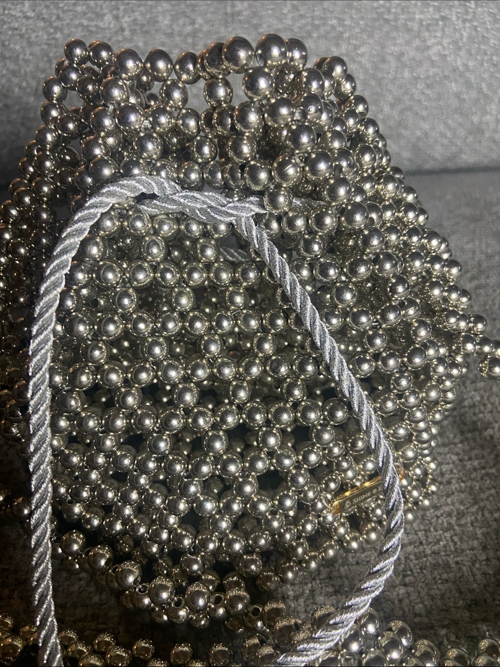 Silver Beaded Mini Drawstring Bag - Picture 12 of 12